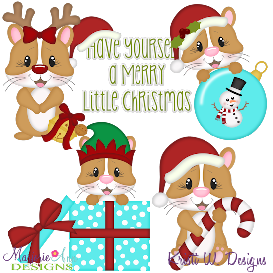 Hammie Hamster Christmas SVG Cutting Files + Clipart - Click Image to Close